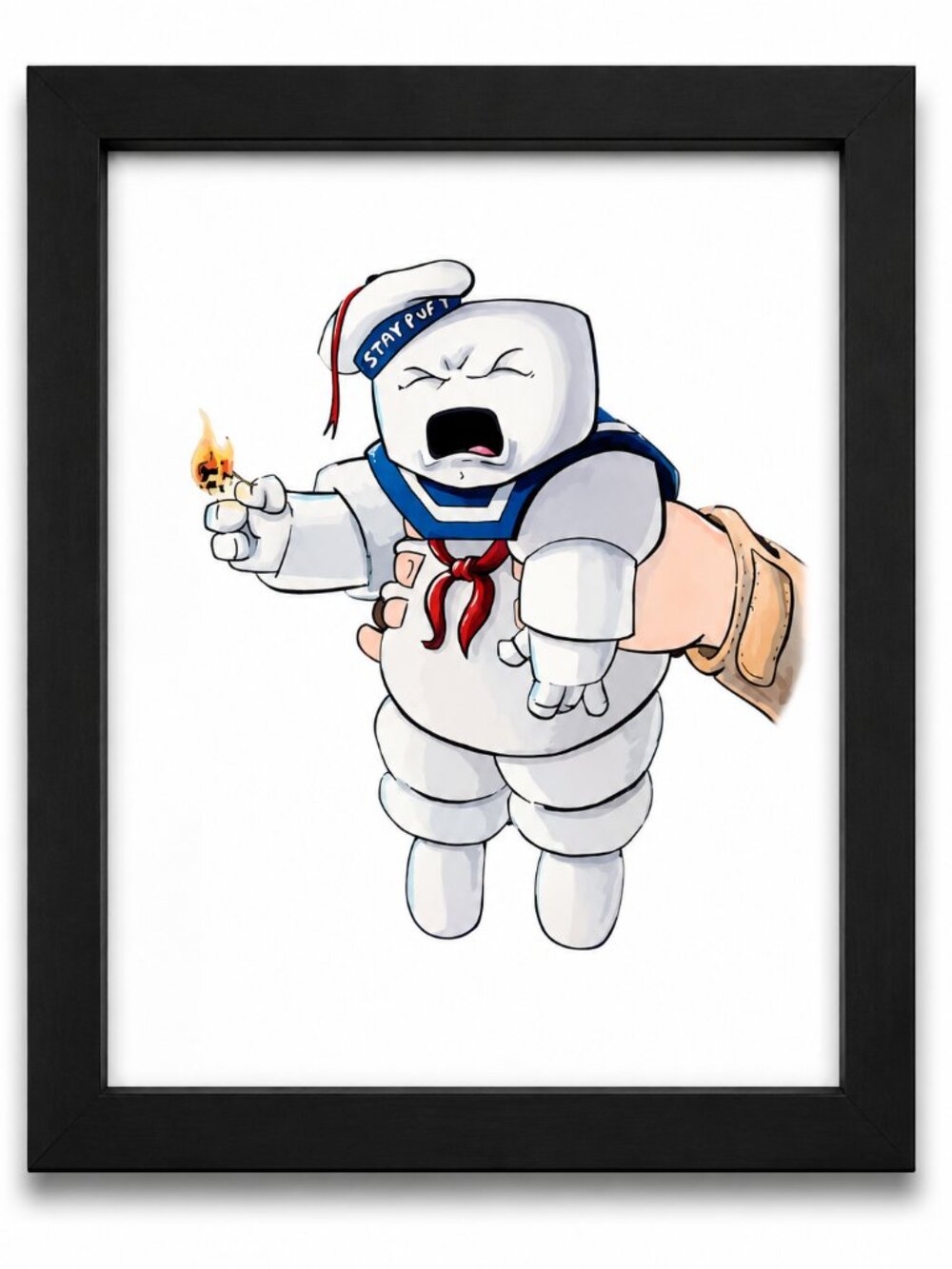 Ghostbusters Stay-Puft Marshmallow Man Art Print Framed | Black Frame
